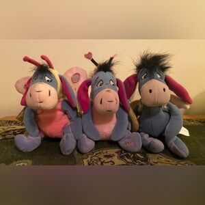 Eeyore bundle. 3 Disney plush & 1 hallmark mini ornament